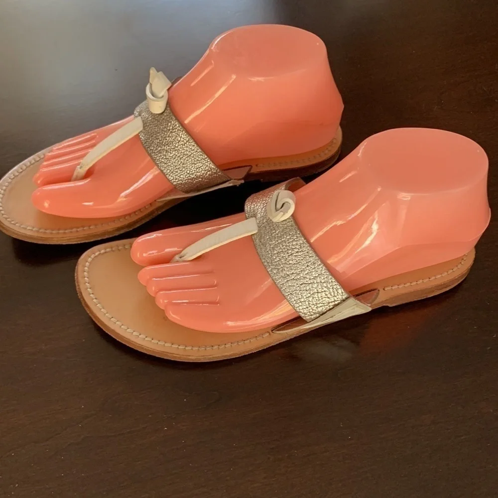 rag & bone Knotted White & Silver Sandals Size 7.5 (37.5) Neutral Metalic